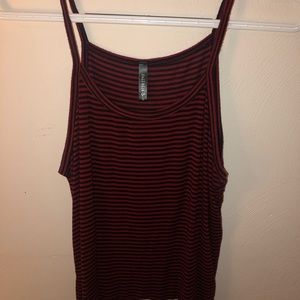Red striped crop tank top